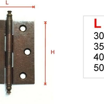 Cerniera piana Barocco per mobile spina fissa BRONZATA mm. 40×35