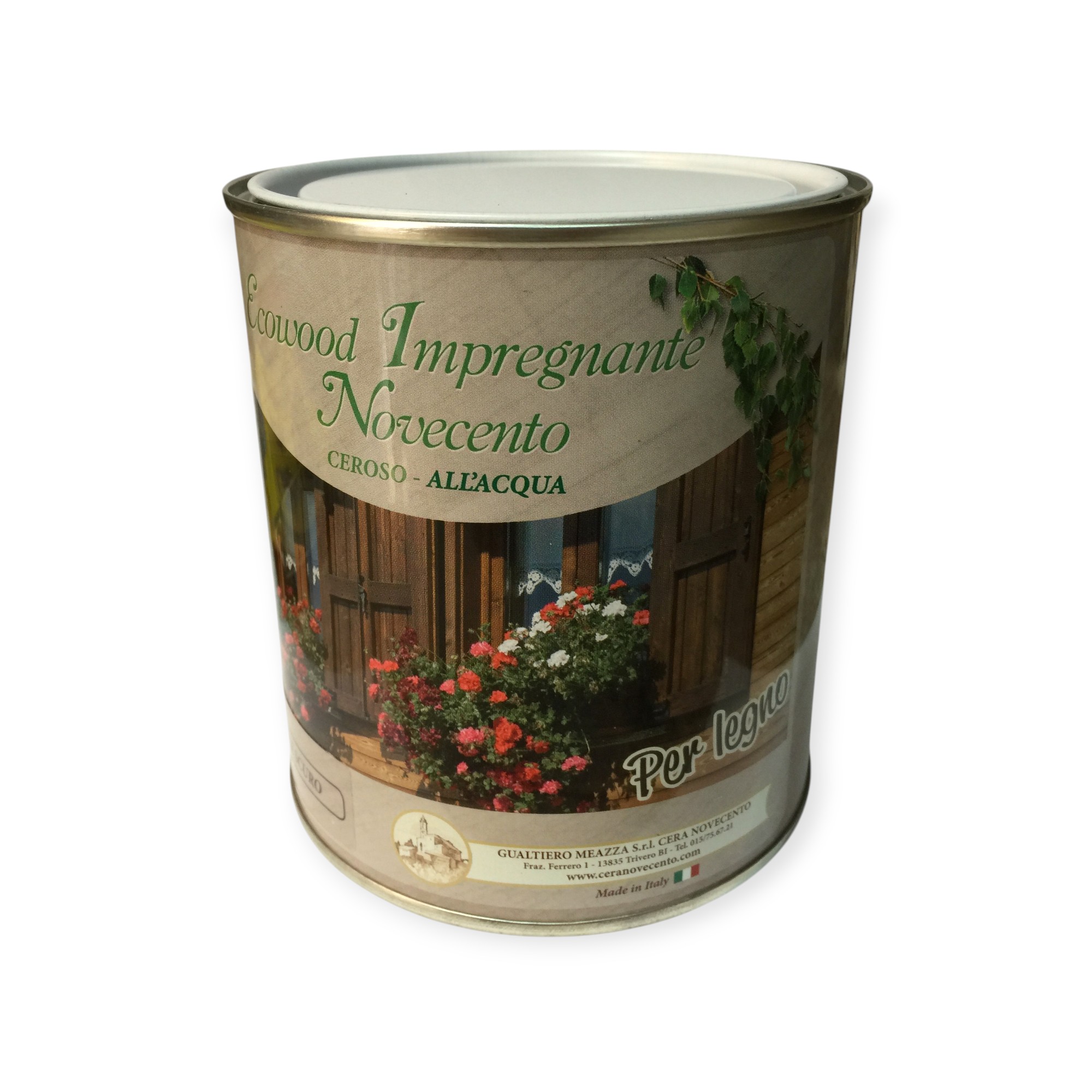 ECOWOOD NOVECENTO Impregnante all’acqua 2 in 1 con finitura a cera 750 ML.