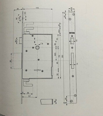 SERRATURA MOTTURA art. 40741 Infilare Triplice doppia mappa Entrata 57 mm.