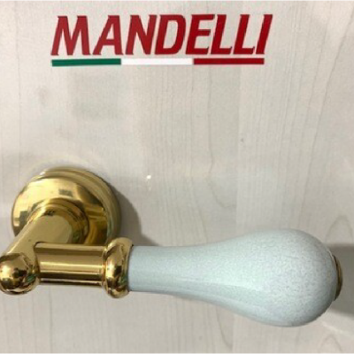 MANIGLIA Mandelli con rosetta in ORO-porcellana VERDE