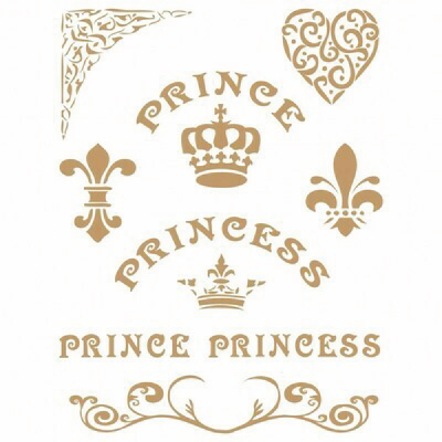 STENCIL DECO PRINCE-PRINCESS – Misura Disegno cm. 35×27