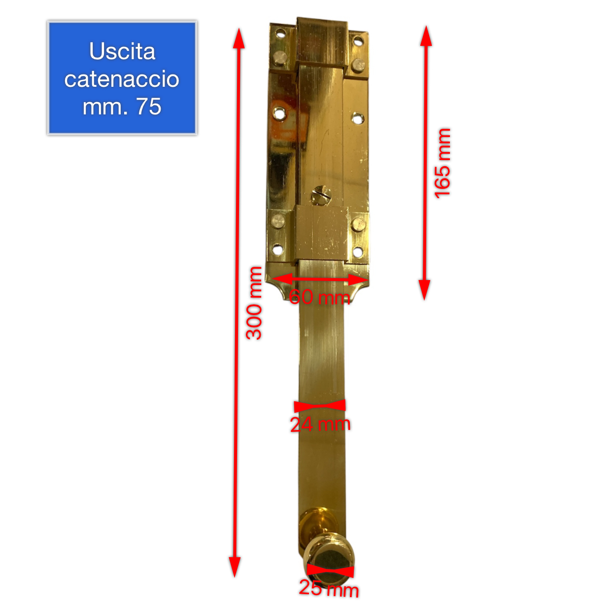 Catenaccio coda verticale IMOF in Ottone Lucido tipo pesante cm. 30