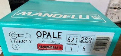 MANIGLIA Mandelli con rosetta in Ottone Lucido-porcellana PANNA (coppia)