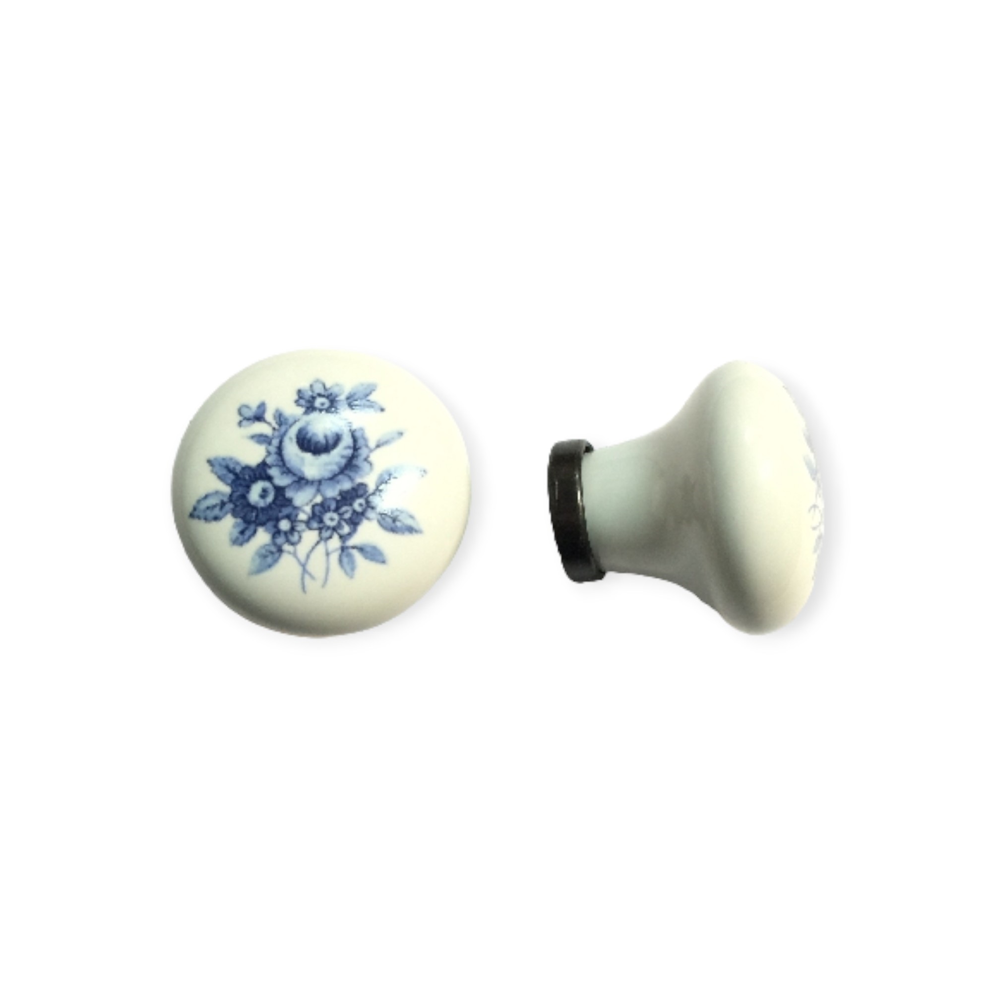POMOLO in Ceramica BIANCA FIORE BLU Diametro mm. 30