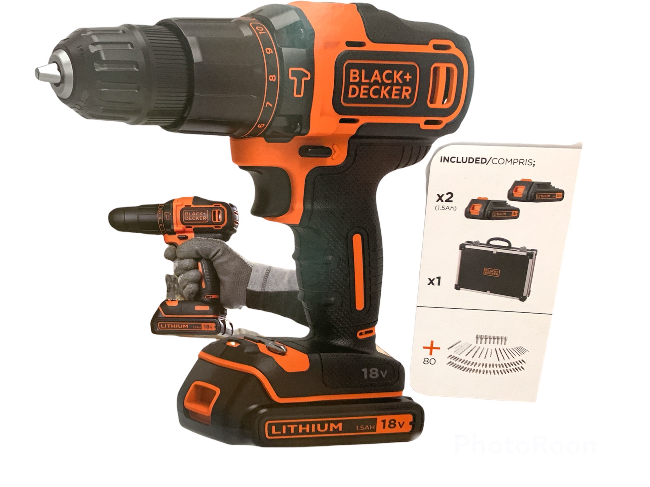 TRAPANO-AVVITATORE BLACK e DECKER a percussione 18Volt Litio con  accessori e valigetta