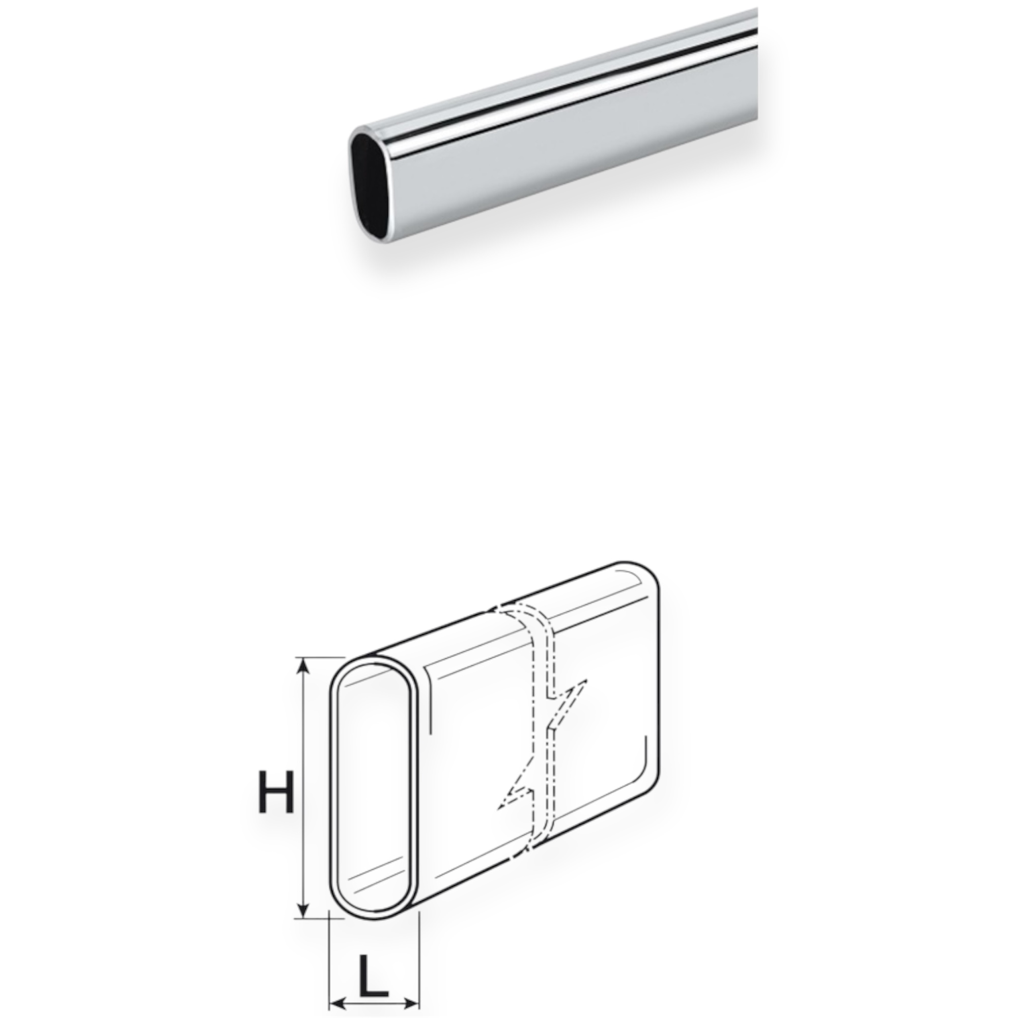 TUBO OVALE mm. 30×15 ASTA MT. 3 NICHELATO
